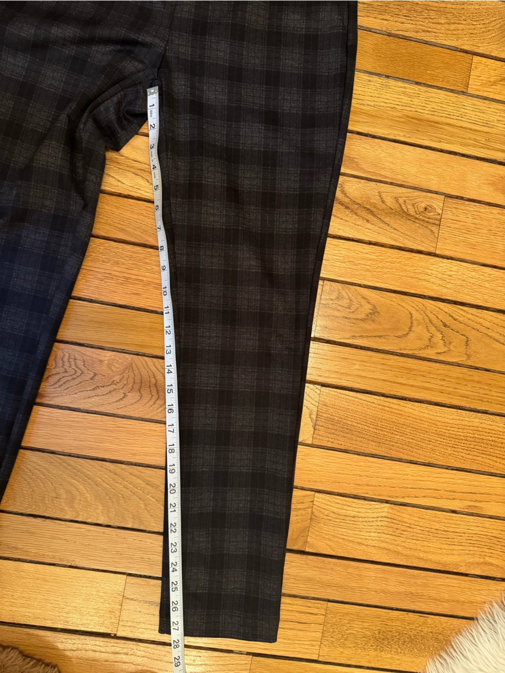 Plaid Slim Ponte Pants - Black/Gray - Picture 5 of 7